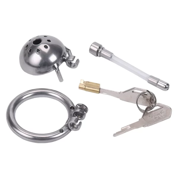 1PC Stainless Steel Male Chastity Device Super Small Short Cock Cage With Stealth Lock Ring Sex 4