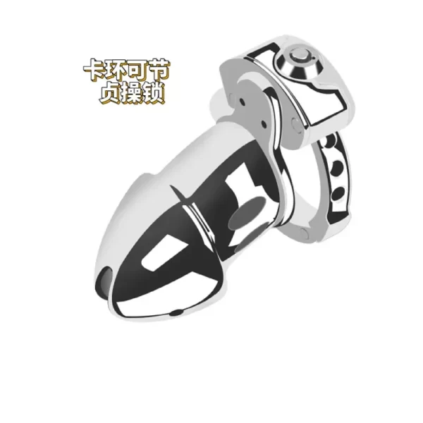 2024 New Male Chastity Lock Adjustable Penis Ring Metal Cock Cage Male Penis Urethra Locking Sex 3