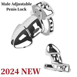 2024 New Male Chastity Lock Adjustable Penis Ring Metal Cock Cage Male Penis Urethra Locking Sex