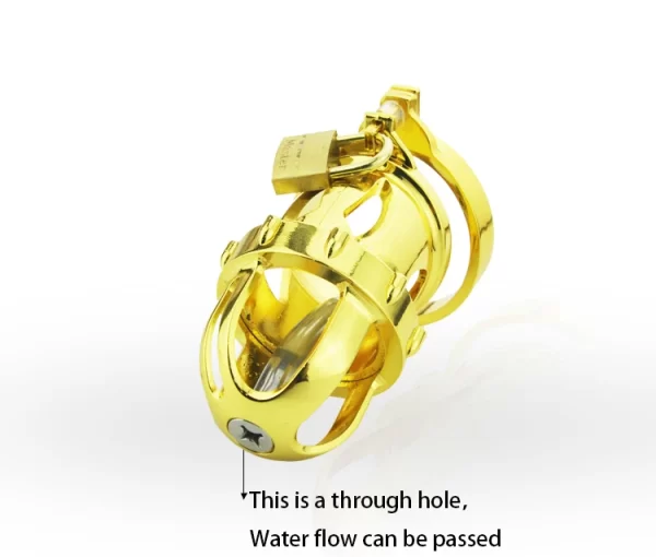 24k Gold Plating Male Chastity Device Cock Cage Penis Ring Chastity Belt Adult Game Cock Ring 1