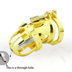24k Gold Plating Male Chastity Device Cock Cage Penis Ring Chastity Belt Adult Game Cock Ring