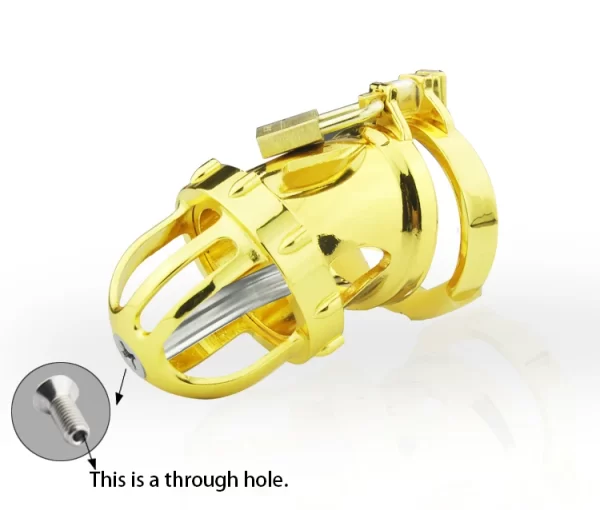 24k Gold Plating Male Chastity Device Cock Cage Penis Ring Chastity Belt Adult Game Cock Ring