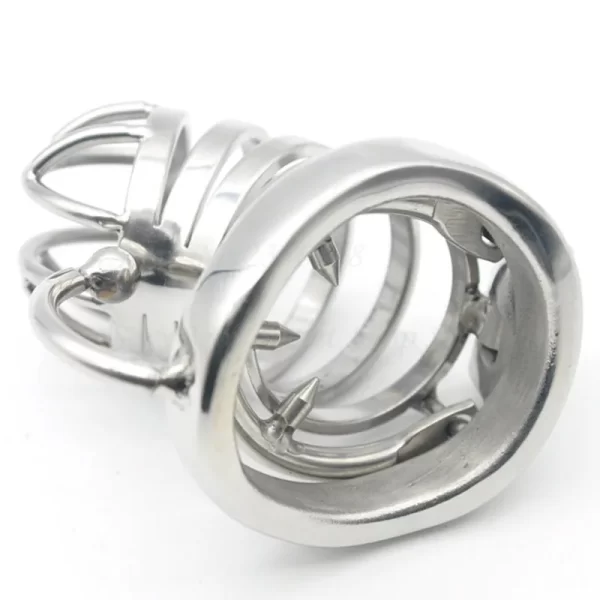 304 Stainless Steel Male Chastity Devices with Anti Shedding Ring Long Cock Cage with Base Arc 2