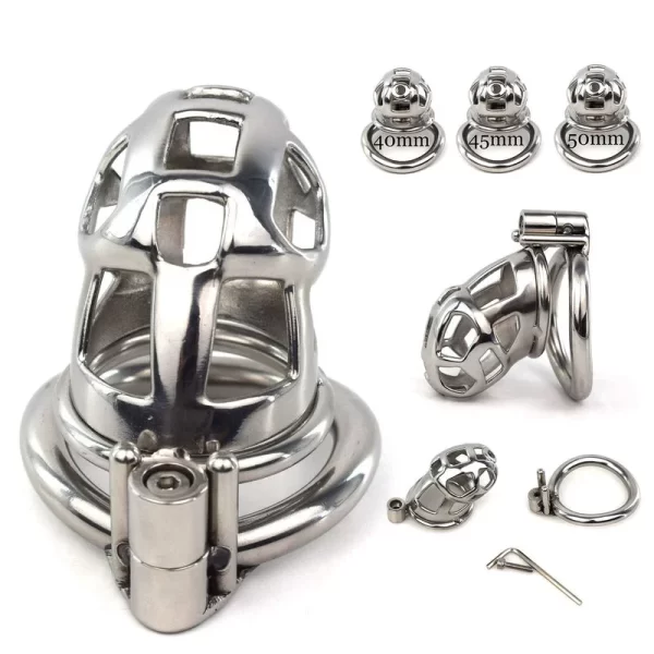 Curved Stainless Steel Male Chastity Device Cock Cage For Men Metal Locking Belt Cock Ring Sex