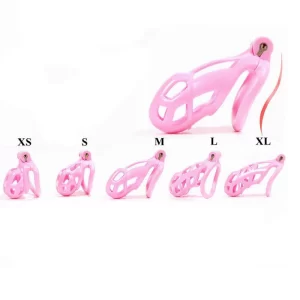 Lightweight Pink Male Chastity Cage With 4 Ring Small Chastity Device Lock Belt 1