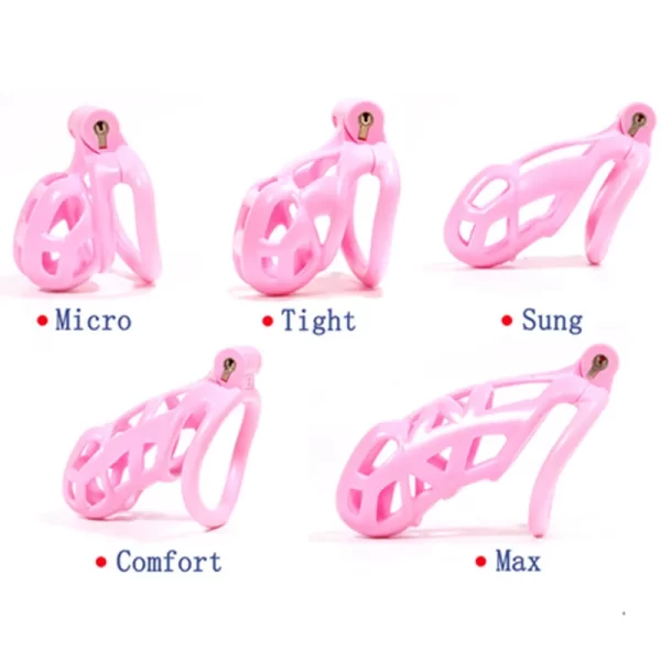 Lightweight Pink Male Chastity Cage With 4 Ring Small Chastity Device Lock Belt 2