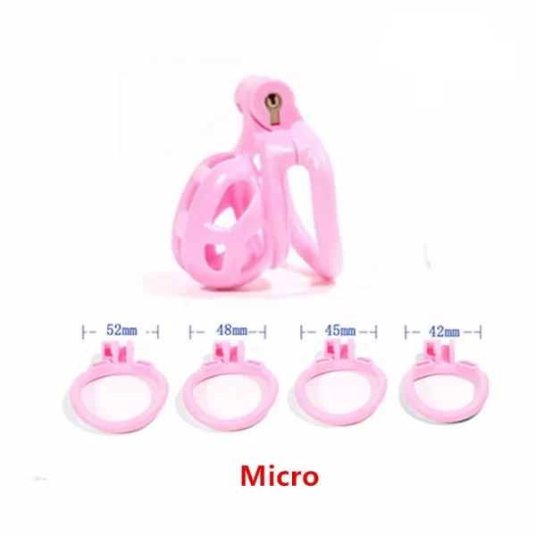 Lightweight Pink Male Chastity Cage With 4 Ring Small Chastity Device Lock Belt 4