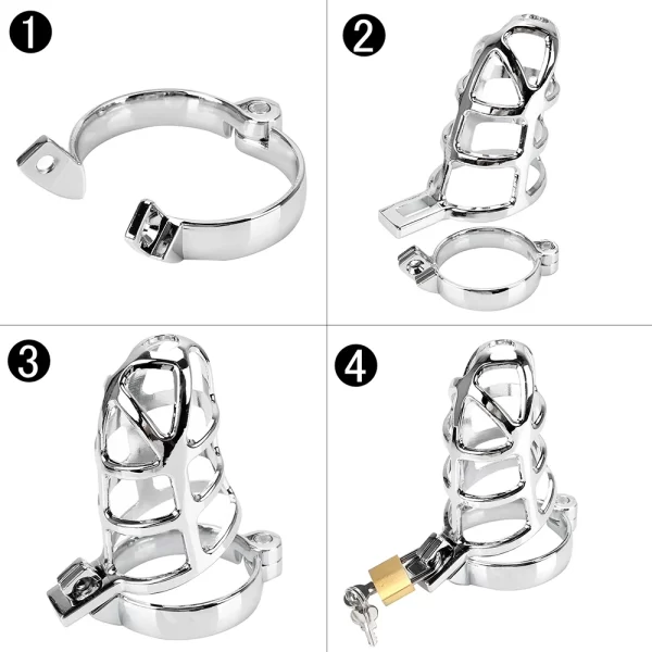 Lockable Chastity Belt Penis Cock Ring Sleeve Lock Metal Cock Cage Male Chastity Device Sex Toys 3