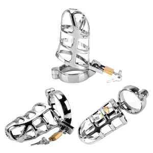 Lockable Chastity Belt Penis Cock Ring Sleeve Lock Metal Cock Cage Male Chastity Device Sex Toys
