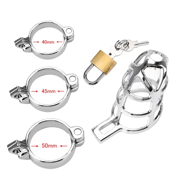 Lockable Chastity Belt Penis Cock Ring Sleeve Lock Metal Cock Cage Male Chastity Device Sex Toys 5
