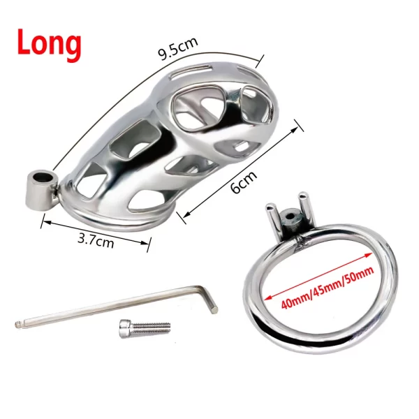 Long short Cock Chastity Cage for Men Metal Penis Cage Male Chastity Device Lock Sleeve Bondage 5