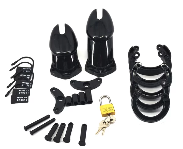 Male Chastity Cage Device Small Standard Cock Cage with 5 Size Rings Erotic Urethral Brass Lock 4