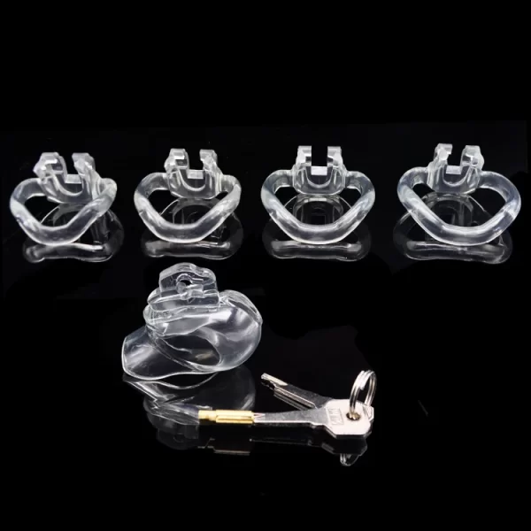 Male Chastity Device Cock Cage With 4 Rings Cock Ring Sleeve Lock Penis Cage Bondage Belt 5