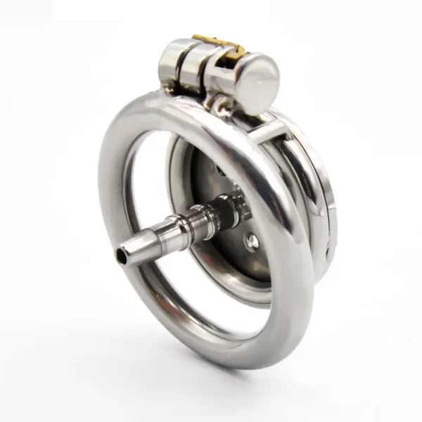 Male Super Mini Stainless Steel Flat Cock Cage Penis Ring Chastity Lockable Device Short Cages with 4