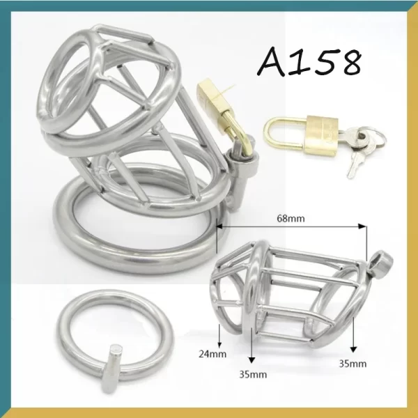 Stainless Steel Male Chastity Device Adult Cock Cage with Arc shaped Cock Ring BDSM Sex Toy 1