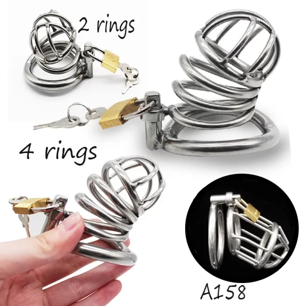 Stainless Steel Male Chastity Device Adult Cock Cage with Arc shaped Cock Ring BDSM Sex Toy
