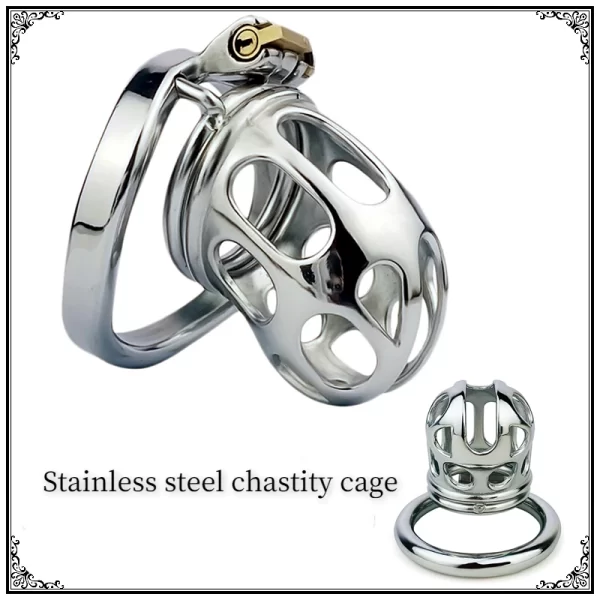 Stainless Steel Man Chastity Cage Open Mouth Breathable Metal Chastity Cock Cage Chastity Restraint Device Adult