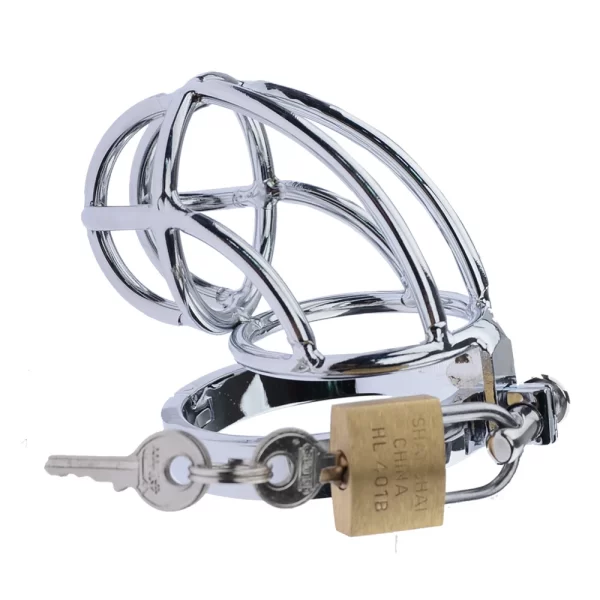 Stainless Steel Metal Cock Cage with Penis Bondage Sleeve Barbed Ring Male Chastity Device locks Adult 2