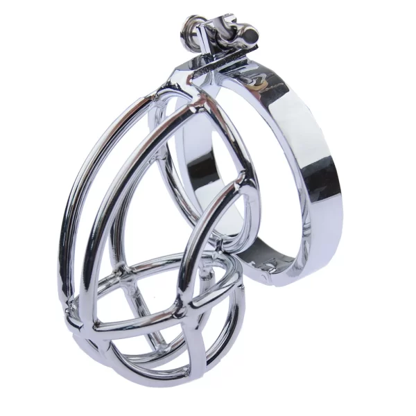 Stainless Steel Metal Cock Cage with Penis Bondage Sleeve Barbed Ring Male Chastity Device locks Adult 3
