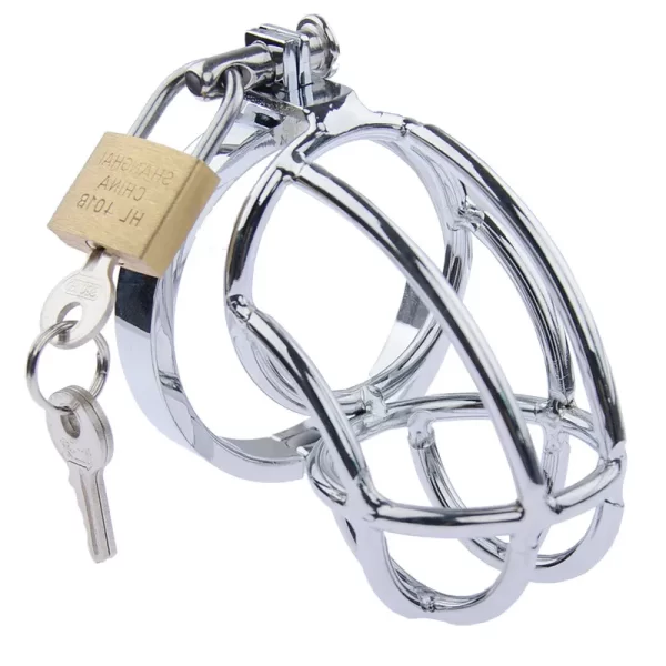 Stainless Steel Metal Cock Cage with Penis Bondage Sleeve Barbed Ring Male Chastity Device locks Adult